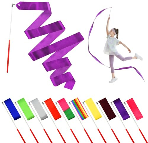 Surplex Art Gymnastique Rythmique Ruban Twirling Baton Rod, Gym Dance Ribbon Baguette Streamer et bâton pour Les Enfants
