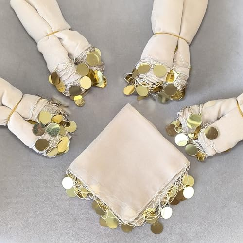 10x einfarbig Halay Mendili Set Tanztücher Dügün Hochzeit Verlobung Kina Mendil Nisan Dügün türkische Hochzeit (Beige)