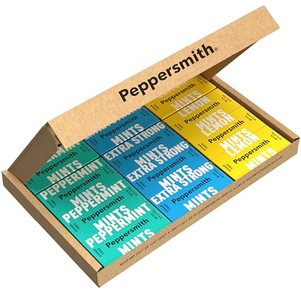 Peppersmith Mixed Mints Pack - Extra Strong, Peppermint & Lemon Mints | Pocket Packs, 12x15g, Sugar Free, 100% Plant Based Xylitol, Natural Sweetener, Freshens Breath, Benefits Oral Health