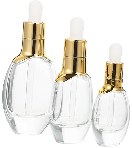 SKISUNO 3ensembles Flacons Compte-gouttes Verre Transparent Bouteilles Huile Essentielles Avec Compte-gouttes Portables Pour Voyages Et Utilisation Quotidienne