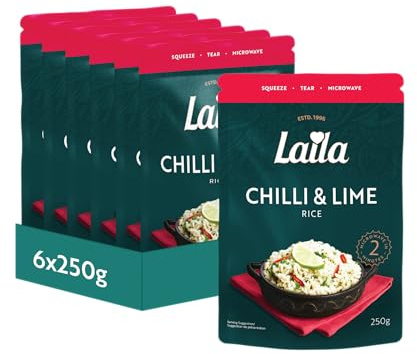 Laila Chilli & Lime Microwave Rice, 250g (Pack of 6)