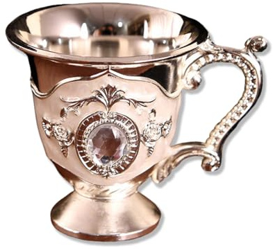 Coppa Liquore Vintage in Metallo Stile Europeo con Manico – Calice Vino Retrò Elegante per Whiskey, Cocktail – Bicchiere Infrangibile per Casa, Bar, Matrimoni e Regali (C)