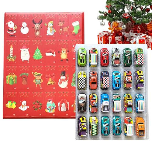 Adventskalender Auto Weihnachten 2025,24 Tage Fahrzeug zum Verschieben - Kalender Rückwärtszählung Advent Fahrzeug | für Sammler Familienaktivitäten Geschenk Winterfest Kindergarten Schule