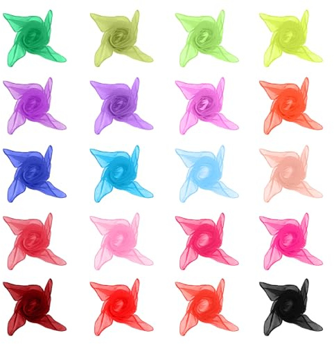 KLVGTIFS 20 Stück Jongliertücher 60 x 60cm Bunte Chiffontücher | Square Bunte Tücher, Floaty Tücher für Kindergarten Kindershow, Jonglieren, Sensorisches, Tanzen, Zubehör Dekoration