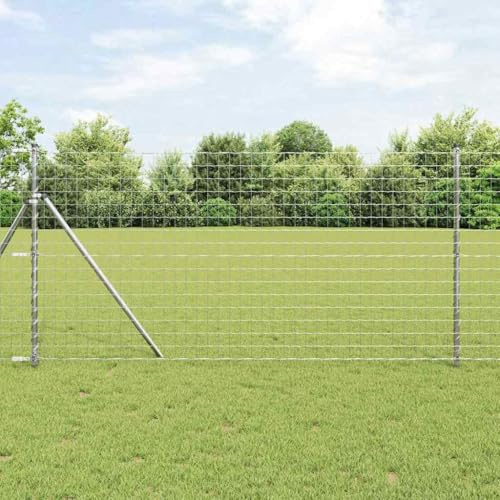 Eurozaun Silber 1 x 25 m, Feuerverzinktes Eisen, Robuster Gartenzaun für Außenbereiche, Witterungsbeständig, Langlebige Grundstücksbegrenzung