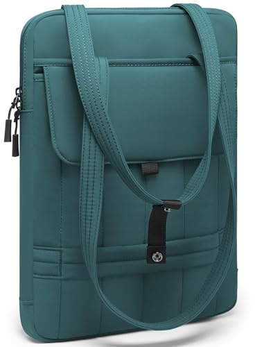 HYZUO 15-16 Inch Puffy Laptop Case Sleeve Padded Handbag, Dark Green | for MacBook Pro 15/16, 15 15.6 Dell/HP/Lenovo/Asus/Acer/Samsung Notebook Chromebook,Women Slim Shoulder Bags Work Daily Bag
