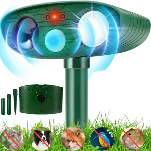 Ultraschall Katzenschreck für Garten - Solar Fuchsabwehr für Gärten, wasserdichte Katzenschreck mit PIR-Bewegungsmelder & LED-Blitz, Katzenschreck für Garten UK