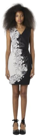 Koroshi Kurzes Kleid mit Kreuzmuster für Damen, Schwarz , XX-Large