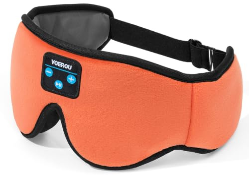 Voerou Cuffie Bluetooth per Dormire, 3D Regolabile, 12H, Arancio Brillante | vestibilità 3D e cinturino regolabile, traspirante, 12h batteria, lavabile, ideale per dormire di lato e viaggi
