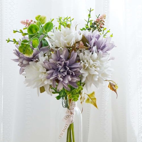Risveglio Bouquet di fiori artificiali con gigli, margherite, crisantemi, composizione floreale finta realistica, decorazione per casa, stanza, tavolo, vaso, piante in plastica di lunga durata