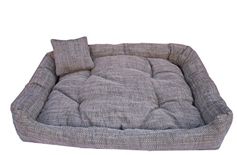 LIBEDOR Hundesofa Hundebett Hundekorb Grau Baumwolle 90 cm x 80 cm x 25 cm