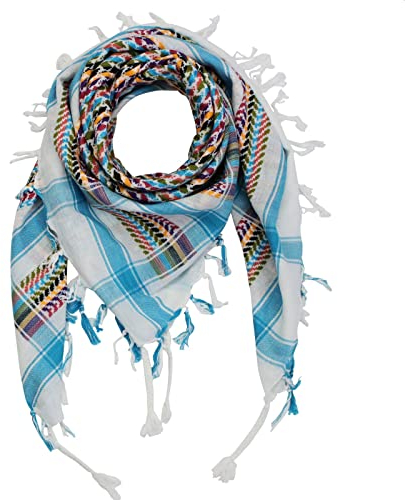 Superfreak Palituch multicolor bunt°PLO Schal°100x100 cm°Pali Palästinenser Arafat Tuch°100% Baumwolle° alle Farben und Batik, Weiß/Türkis-bunt, 100x100cm