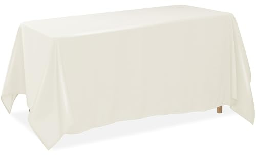 Lann's Linens (230cm x 400cm, Ivory 230cm x 400cm Premium Tablecloth for Wedding/Banquet/Restaurant - Rectangular Polyester Fabric Table Cloth - Ivory