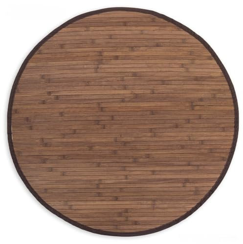 Décoshop26 Tapis en Bambou Rond Brun foncé Ø 200cm TAP06097