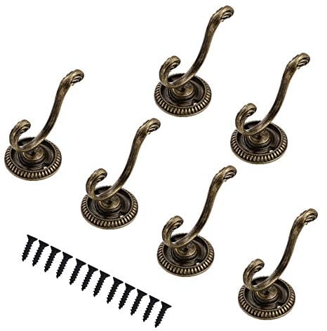 SKERT 6 Stück Bronze Vintage Kleiderhaken Türhaken Schlafzimmer Kleiderhaken Kleiderhaken Dekorative Wandhaken zum Aufhängen der Garderobe