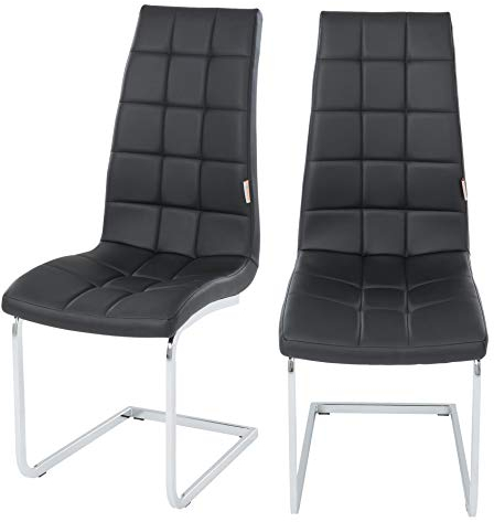 ESTEXO 2/4/6/8x Esszimmerstuhl Freischwinger, Küchenstuhl, Schwingstuhl, Esszimmerstühle, Sitzgruppe, Stuhlgruppe (2 Stück, Schwarz)