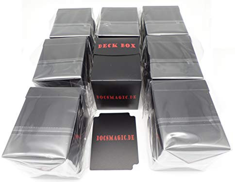docsmagic.de 8 x Deck Box Big (100+) Black + Card Divider - Kartenbox Schwarz - PKM - YGO - MTG