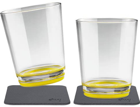 silwy® Magnetischer Trinkbecher rutschfest und bruchsicher inkl. zwei Nano Gel Pads aus Metall (Set von 2 // Oh Yellow)