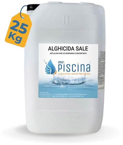 MR PISCINA Antialghe per piscina ALGHICIDA SALE - Anti alghe Concentrato Non schiumogeno, azzurrante per piscina a sale (25 L)