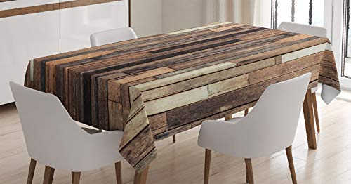 ABAKUHAUS Rustik Tischdecke, Old Boden Rustikaler Stil, Schmutzabweisend Pflegeleicht Waschbar Druck Mit Klaren Farben ohne Verblassen, 140 x 240 cm, Braun