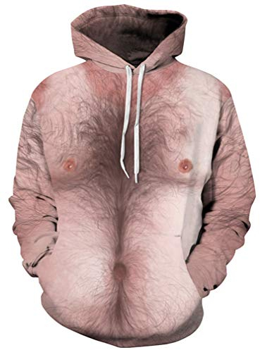 Ocean Plus Herren Kapuzenpullover Lebensecht Grafik Hoodie mit Kängurutasche Pullover mit Kapuze Sweat Hood mit Kordelzug (L/XL (Brustumfang: 114-134CM), Brusthaar)