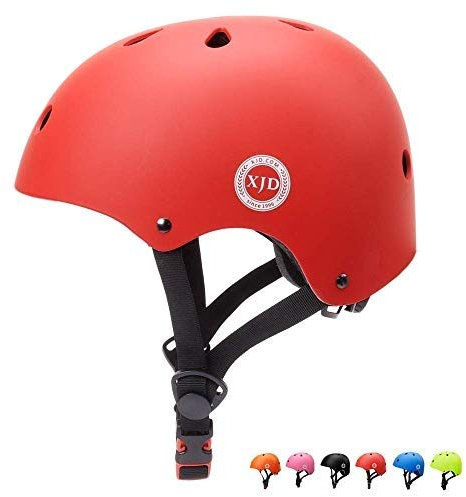 XJD Fahrradhelm Kinder Jugend Kinderhelm Einstellbare Skateboard Helm Skaterhelm für Fahrrad Skateboard Scooter Roller Kinderfahrradhelm für 3-13 Alt Mädchen und Jungen (M: 55-58 cm, Rot)