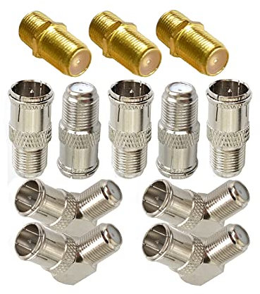 F Jack to F Quick Push On Plug RVers Satellite Dish Cable TV Internet RV Trailer Coax Cable - F Type Male to Female Coax connectors Adapter (12 pcs)