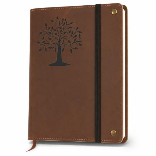 The Tree Of Life,Nachfüllbares Schreibtagebuch aus echtem Leder,Gummiband,200 linierte Seiten, 15.2x21.6 cm,Tagebuch, Tagestagebuch für Frauen oder Leder-Tagebuch für Männer,The Amazing Off. Eis