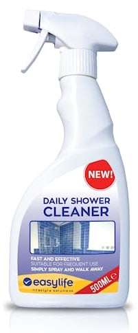 Easylife Daily Shower Cleaner Spray 500ml – Fast Acting Bathroom Cleaning Spray for Showers Tiles Glass Doors Taps and Curtains – Rinse Free Formula Keeps Surfaces Fresh and Spotless with Ease