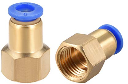 sourcing map Push to Connect Tube Fitting Adapter 6mm Tube OD x PT1/4 Female Straight Pneumatic Connecter Connect Pipe Fitting 2pcs