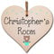 The Plum Penguin Personalised Handmade Wooden Hanging Heart Plaque Gift Teddy Bear in Dungarees Name Room Door Handle Hanger Nursery Wall Decoration Baby Child Room