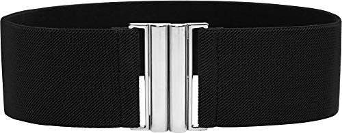 BlackButterfly Klassisch Verschluss Weit Elastisch Gurt Dehnbar Taille Retro Gürtel (Schwarz, L)