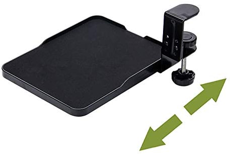 Mouse Tray Clamp Under Desk Mouse Platform Clamp On Slide Out Ergonomic Mouse Tray Extender Sliding Pull Out (Black)
