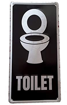 LB H&F 1 x WC Türschild Blechschild Tür Schild Nostalgie Toilette Gäste-WC 30x15 cm (Toilette)