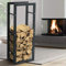 BAKAJI Portalegna Verticale Supporto Scaffale Rettangolare in Metallo Porta Legna da Interno Esterno Legnaia Casa Giardino per Camino Caminetto Stufa Design Moderno (100 x 25 x 40 cm)