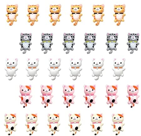 Kisangel 50pcs Mini Cat Charms Resin Kitten Flatback Beads Tiny Animal Embellishments for DIY Jewelry Making Necklace Bracelet Earring Accessories