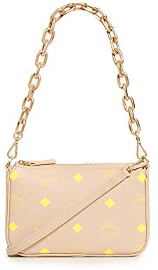 MCM Damen Color Splash Logo Mini Pouch, Croissant, Hellbraun, Grafik, Einheitsgröße