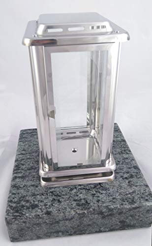 designgrab Grablampe Royal aus Edelstahl mit Granitsockel aus Granit Olive Green, Gläser aus Klarglas