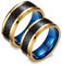 ANAZOZ 2 Stück Eheringe Paarpreis Wolfram 8mm Kohlefaser Bicolor Poliert Partnerringe Partnerringe Set Gold Blau Partnerringe Hammerschlag Frau:60 (19.1) & Mann:60 (19.1)