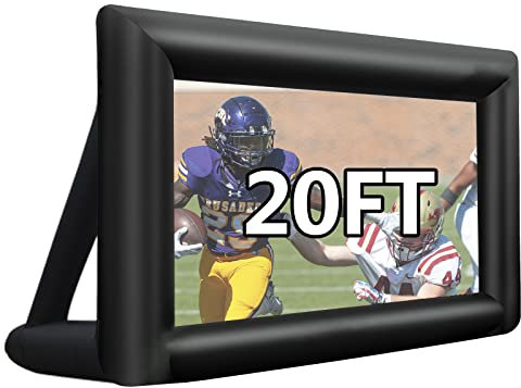 Mega Inflatable Projector Movie Screen 20 FT, Xmaybang Blow up Screen for Outdoor Parties - Includes Air Blower, Tie-Downs, Base Stakes and Storage Bag - Supports Front and Rear Projection