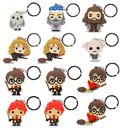 Harry Potter Assorti HP-Lot de 12 Figurines en Vinyle Porte-clés, Multicolore