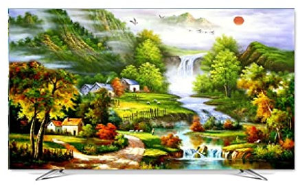 WangSiwe Tv Cover, 45-80 Indoor Tv Covers Silk Textured Fabric Environmentally Friendly Printing and Dyeing Scratch-Resistant Lining for Flat Curved Tv, Smart Tvs/a/40In