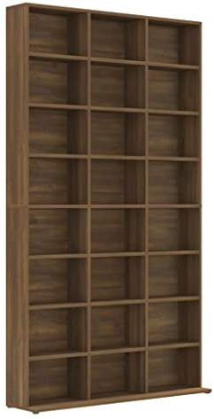 vidaXL CD Regal, Schrank mit viel Stauraum, Ablage für Wohnzimmer Büro Schlafzimmer, Standregal Aktenregal Büroregal, Braun Eichen-Optik Holzwerkstoff