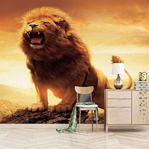 Papier Décoratif Pour Salon Bureau Salle De Bain Personnalisé Toute Taille Murale Papier Peint 3D Lion Des Animaux Décoration Murale Art Moderne Peinture Murale 3D Mur Photo Papier Pe 400(L)x280(H) cm