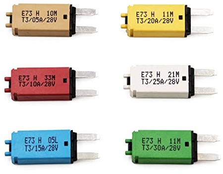 Gloaso 12V 24V ATM Manueller Reset Sicherungsschutzschalter Low Profile 5A/ 10A/ 15A/ 20A/ 25A/ 30A Amp, DC Mini Sicherung Leistungsschalter zurücksetzbar für Kfz LKW Marine und Mehr, 6-Pack