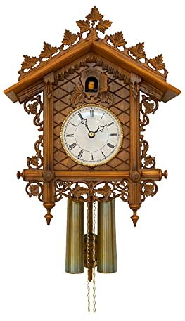 Eble Kuckucksuhr Original Schwarzwälder Kuckuckuhr Echtholz mechanisches 8-Tage Laufwerk NEU VDs Zertifikat Romba -Bahnwärter Häuschen mit Email-Zifferblatt 39cm- 3407