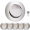 Scandinavian home 6er Set LED Spot 230V Dimmbar WarmDim 5,8W Warmweiß Schwenkbar 68mm - 75mm I Badezimmer IP44 I CRI 90 500lm 3000K I Edelstahldesign I LED Einbaustrahler Deckeneinbauleuchte flach