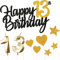 Kuchen Deko 13. Geburtstag Mädchen Jungen, Happy 13th Birthday Schwarz Gold Cake Topper Mit 3D Kerzen Nummer 13 für Mann Frau Cake Dekoration (9 Stück)