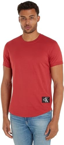 Calvin Klein Herren Badge Turn Up Sleeve J30j323482 Kurzarm Strickoberteile, Rot (Garnet), XXS