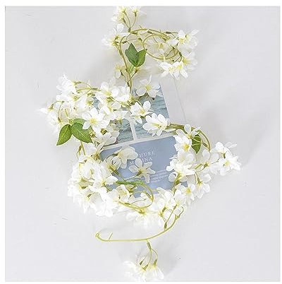 GIVBRO Artificial Flower Vine 135 Heads Hanging Fake Winter Jasmine Flower Garland Realistic Plants for Party Home Wedding Decoration, 1pcs (#C)